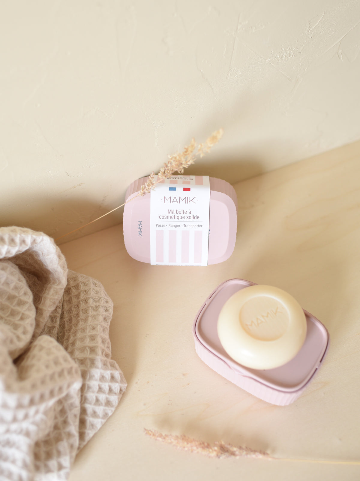 Boite à savon minimaliste rose poudrée