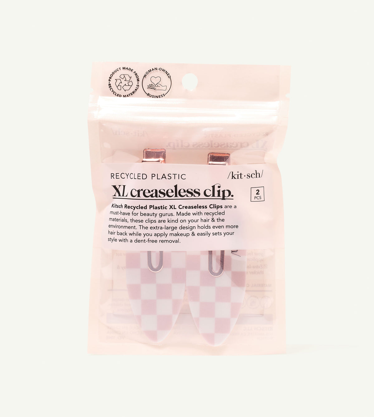 Ensemble de 2 clips sans plis XL en plastique recyclé - Terre cuite